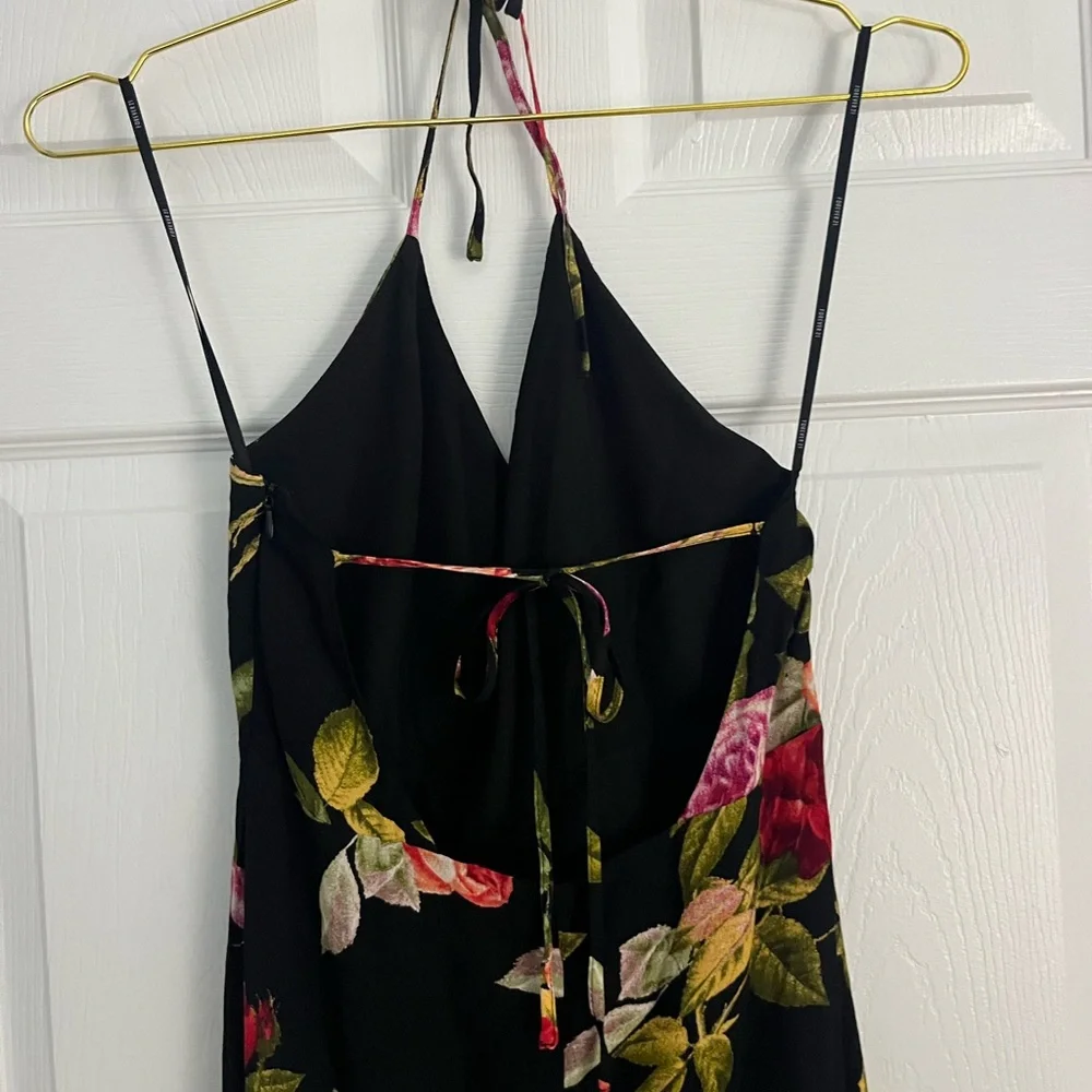 Floral Halter Maxi Dress - Black and Red - Picture 5 of 10